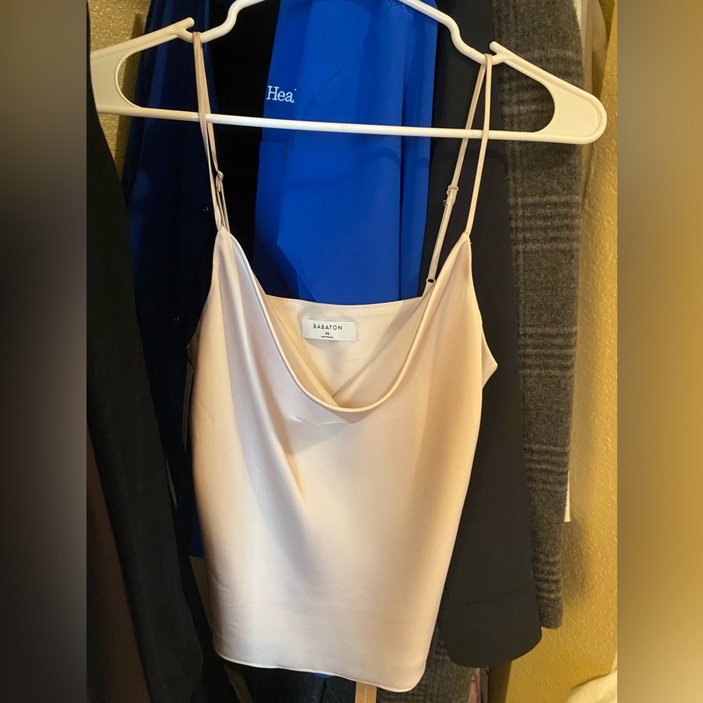 Babaton Ivory Satin Cowlneck Camisole